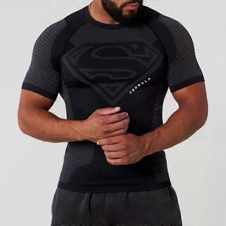 T-shirt för män, andningsbar och åtsittande topp, muskeltröja för sport och fitness