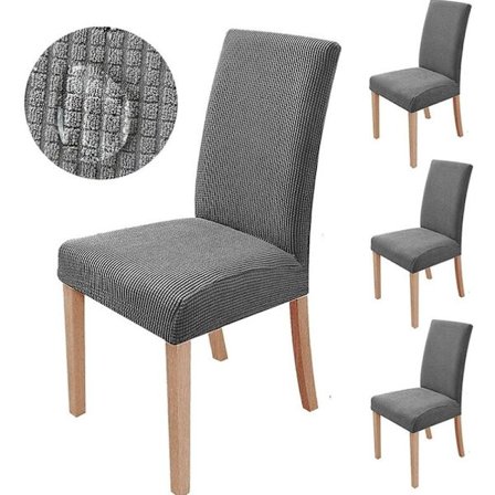 6 stk. Stolstoltrekk Stretch Spise Stolstoltrekk Stolbeskytter Grå