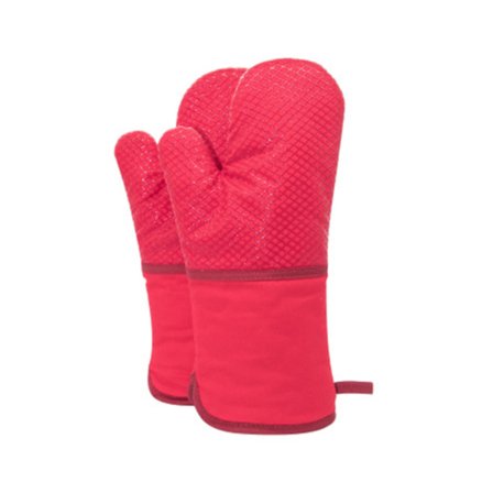 1 Par Varmebestandige Ovn Handsker - Bagehandsker Kogehandsker Anti-Skrid - Rød