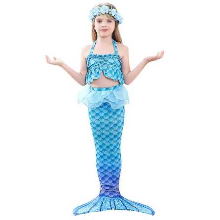 2-13 år 3 stk. Børnepige Havfrue Hale Badetøj Ferie Hawaii Sommer Badetøj Strand Badetøj B B 12-13 Years