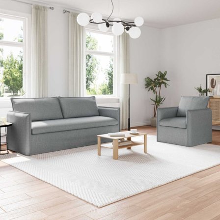 Soffa 180cm 2 pcs Ljusgrå Metall