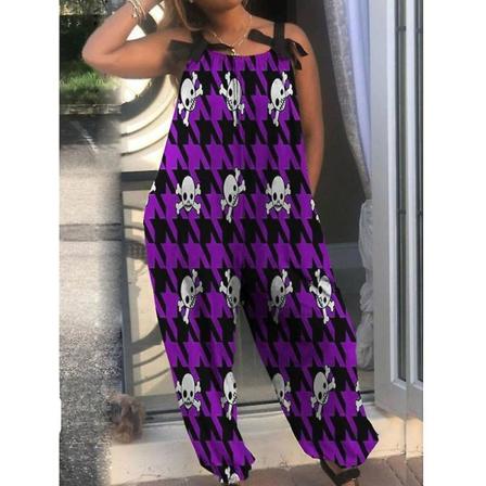 Halloween Bat Pumpkin Ghost Söt print dam Jumpsuits Rompers Overalls One Piece Linne Casual Jumpsuits för kvinnor style 20 L