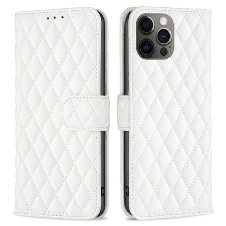 Rhombus mat iPhone 12 Pro / iPhone 12 flip etui - Hvid
