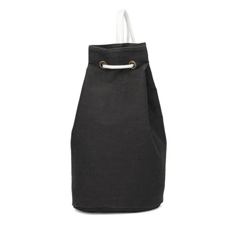 Kvinder pige rygsæk skulder taske skoletaske Lærred koreansk snøre Bucket Outdoor Leisure Student Basketball Bag Black