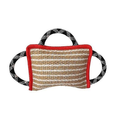 Træningsbidepude i linned med 3 holdbare håndtag, robust træklegetøj til mellemstore til store hunde, interaktiv leg, ideel til tovtrækning, K9