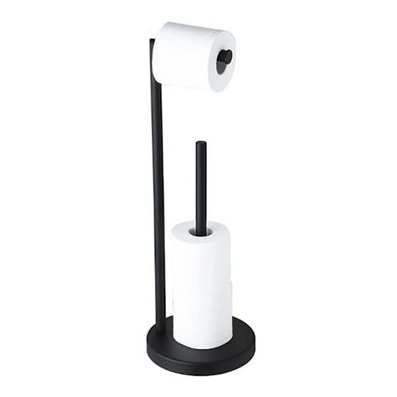 Svart, frittstående toalettpapirholder Frittstående toalettpapir