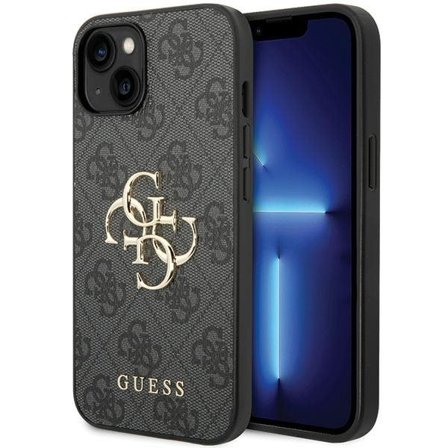 Guess 4G Stor metallogo iPhone 15 Fodral - Grå