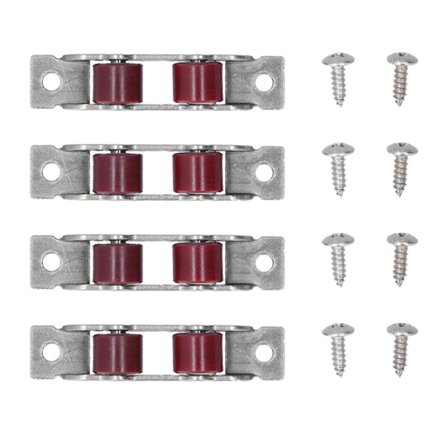 4Set Push Pull Fönsterremskiva med skruvar Dubbla Hjul Skjutfönster Dörr Hårdvara