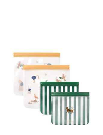 Liewood Rebus Reusable Food Bags 4-Pack - Green - ONE SIZE