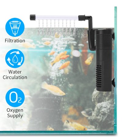 Fisketankfilter, intern akvariefilter til små tanke, koldt vand eller tropiske akvarier, op til 300L
