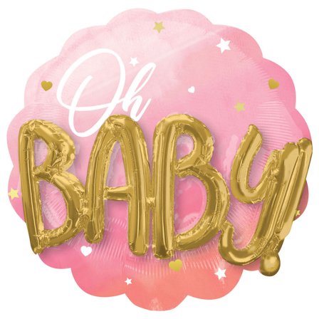 Oh Baby 3D Folieballon Lyserød