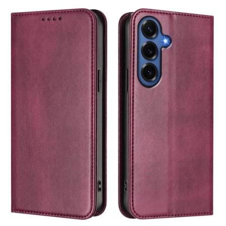 Samsung Galaxy S26+ Plånboksfodral Konstläder RFID Skydd - Vinröd