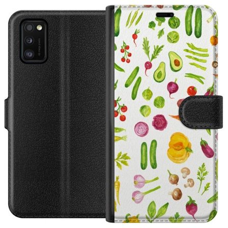 Samsung Galaxy A41 Tegnebogsetui Grøntsager mønster grøntsager avocado agurk tomat broccoli gulerod køkken plakat sund mad design print
