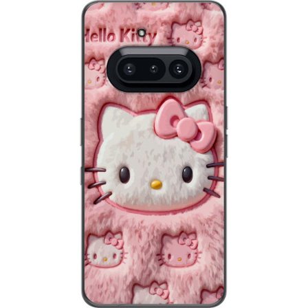 Kompatibelt Mobildeksel til Nothing Phone (3a) Hello Kitty rosa fluffy bakgrunn med ikoniskt ansikt og kawaii-estetikk