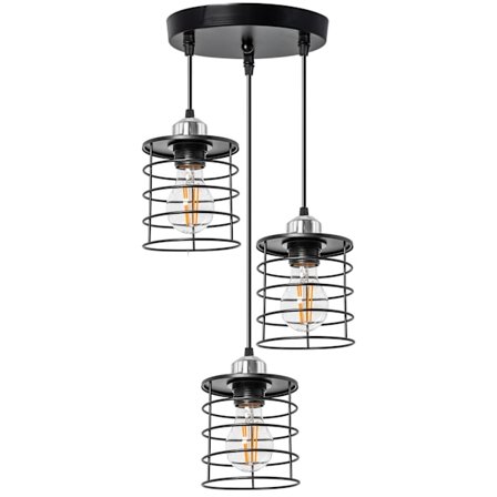 TAK HÄNGANDE LAMPA TRIPPEL METALL LOFT 392204 SVART