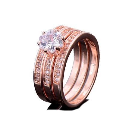 18K ROSE Guldfyllda gulddoublé Ring CZ Förlovning