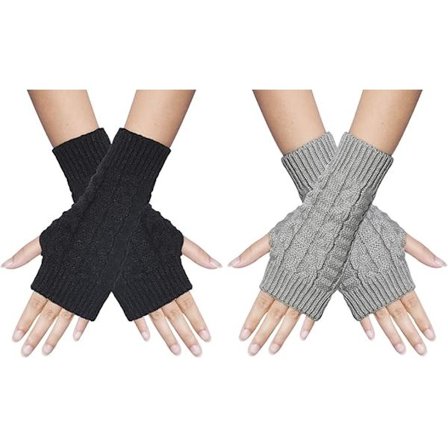 2 par strikkede fingerhandsker, varme vinterhandsker til