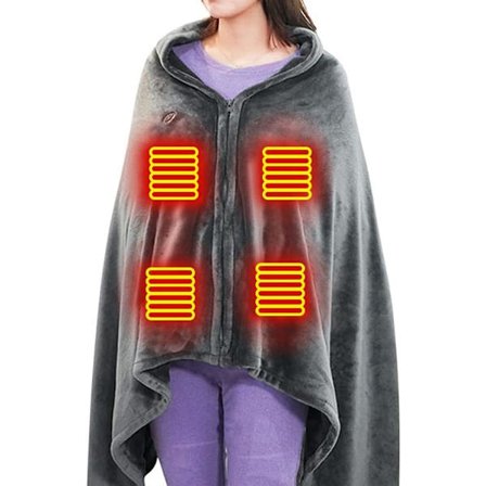 USB-lämmitettävä peitto napeilla, yhden hengen sähköpeitto 150 x 85 cm, 3 lämpötilatasoa, 8 lämmitettävää vyöhykettä