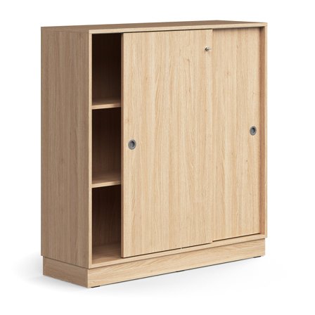 Schiebetürenschrank QBUS, abschließbar, 1257x1200x400 mm, Eiche