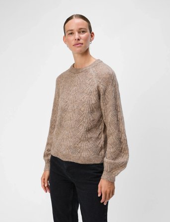 Object Objflora Re L/S Knit Pullover Noos - Beige - L