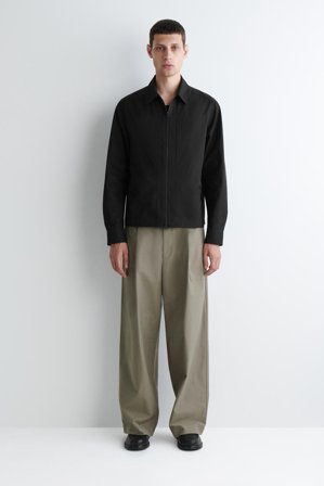 COS Men's Cotton Zip Up Overshirt in Black