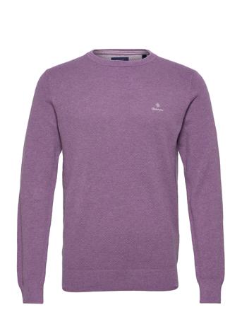 Cotton Pique C-Neck Strikkegenser M. Rund Krage Lilla GANT