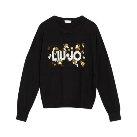 Liu Jo, Liu Jo Sweater With Camouflage Motif Czarny, Kobieta, Rozmiar: S