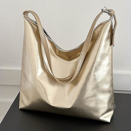Håndveske Luksus Designer Veske for Kvinner Mote Shopping Bag PU Topphåndtak Håndveske Høy Kapasitet Sølv Gull Casual Lær Tote Bag(Gull)