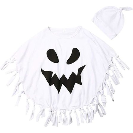 Unisex Børne Spøgelse Kostume med Hætte til Halloween