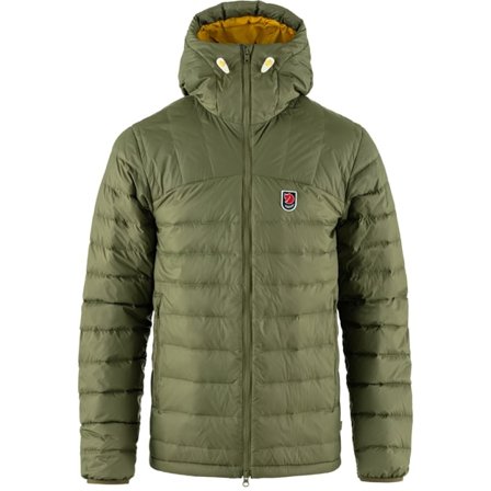 Fjällräven Men's Expedition Pack Down Kapuzenpullover in Green/Mustard Yellow/Grün, Daune | Size: Medium