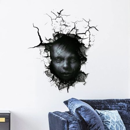 3D Halloween-seinätarrat, Mieshaamu Halloween-seinätarrat Irrotettavat, Halloween Pelottavat Seinätarrat Tarrat Decora