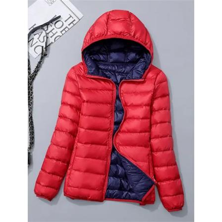 Letvægts vinterjakke til kvinder 0-10°C, 2024 ny efterårsmodel, hætte, vindtæt, hvid andedunjakke, ultralet, bærbar, pufferparka Red XXL(98cm bust)