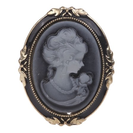 1 stk. Queen Lady Vintage Viktoriansk Design Cameo Sort Emalje Bronze Broche Nål
