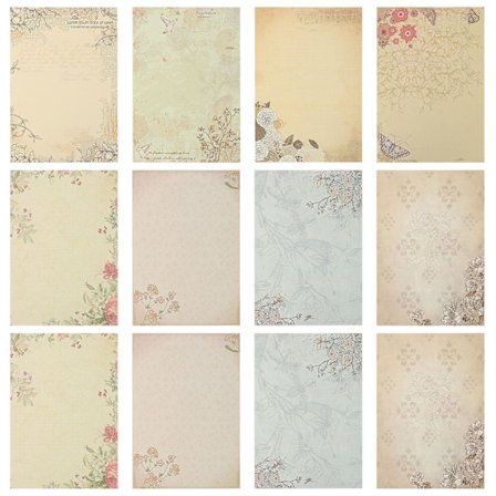 80 st Vintage Skrivpapper Antik Look Klassiskt Åldrat Brevpapper Blandade Färger 26x18x