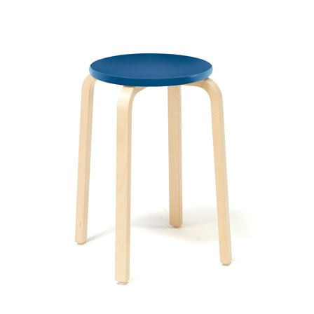 Holzhocker NEMO, H 530 mm, Birke, blau