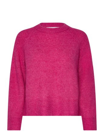Slfrena Ls Knit O-Neck Camp Pullover Rosa Selected Femme*Betinget Tilbud