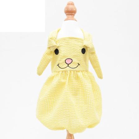 Lemmikkien vaatteet Kevät ja kesä Uusi pentu Nalle Pomeranian Vaatteet Pieni koira Yellow grid L