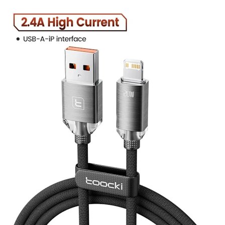 Toocki USB-kabel för iPhone 14 13 12 Pro Max 2.4A Snabbladdning Lightning-kabel Datakabel för iPhone 8 7 6 5 Plus AirPods
