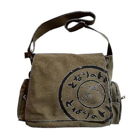 Min granne Totoro Messenger Bag för kvinnor Designer Handväskor Kvinnlig axelväska Canvas Damväskor Stora Tote Bags Cartoon Army Green
