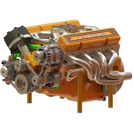 Bensin V8 Small-Block Motor Modellsett Bensin V8 Small-Block Motor Modellsett 4-Takts 44CC Bilmotor Modellsett (Gul)