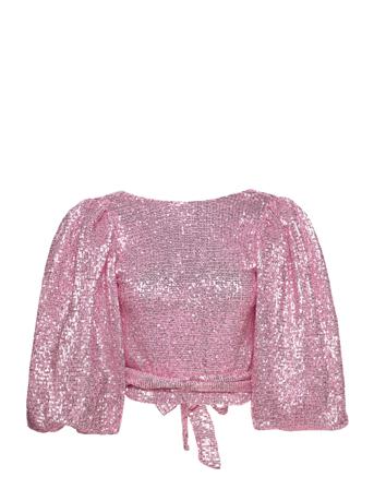 Sequins Top Pitkähihainen Pusero Paita Vaaleanpunainen By Ti Mo
