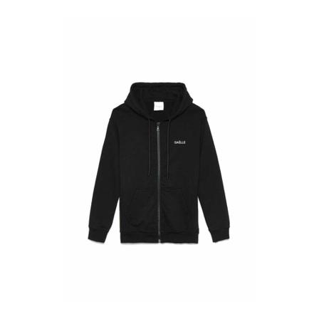 Gaëlle Paris Logo zip Tröja on the Retro Regular Fit svart, Herr, Herr, Storlek: XL