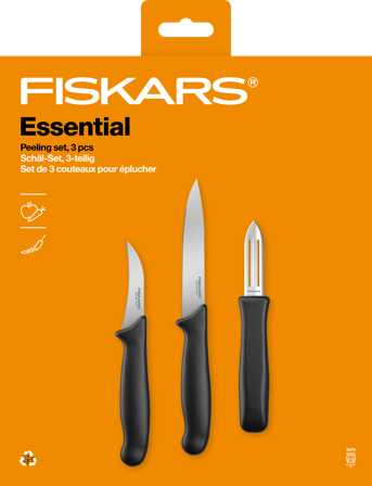 Fiskars Essential 1065600 Skalset 2 knivar + potatisskalare, Grillar