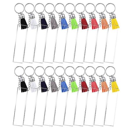 80 Styk Nøgleringe Sæt Inklusive 20 Rektangel Akryl Emner 20 Nøglering Kvaster 20 til Nøgleringsringe og 20 Springringe