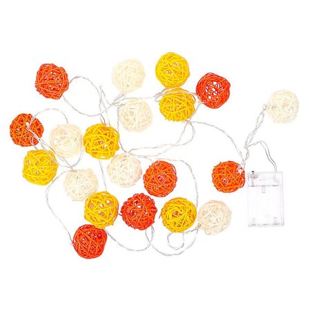 Rattan Ball LED-lyskæde Batteri Lys 3m 20 Lys Fest Dekoration Lyskæde