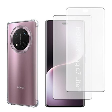 Stødabsorberende Cover - Phonillico - Honor Magic 7 Lite 5G - Fleksibel - Gennemsigtig - 2 Tempered Glass