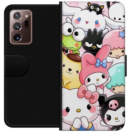 Kompatibelt Lommeboketui til Samsung Galaxy Note20 Ultra Tett mønster av søte figurer med store øyne i ulike farger og uttrykk med LABUBU-tekst