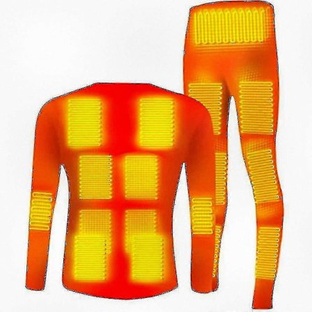 USB-opvarmet termoundertøjssæt til mænd til vinterskiløb og udendørsaktiviteter