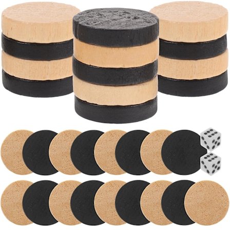 1 sett med trebrikker til backgammon - tilbehør til backgammon (2,4X2,4X0,5CM, som vist på bildet)