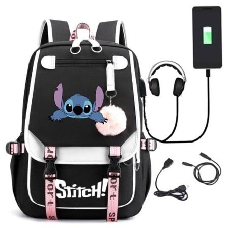 stitch ryggsäck barn ryggsäckar ryggväska med USB uttag 1st